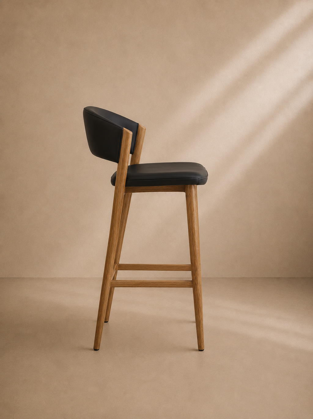 NERPIO - Tabouret de bar design en métal et similicuir noir