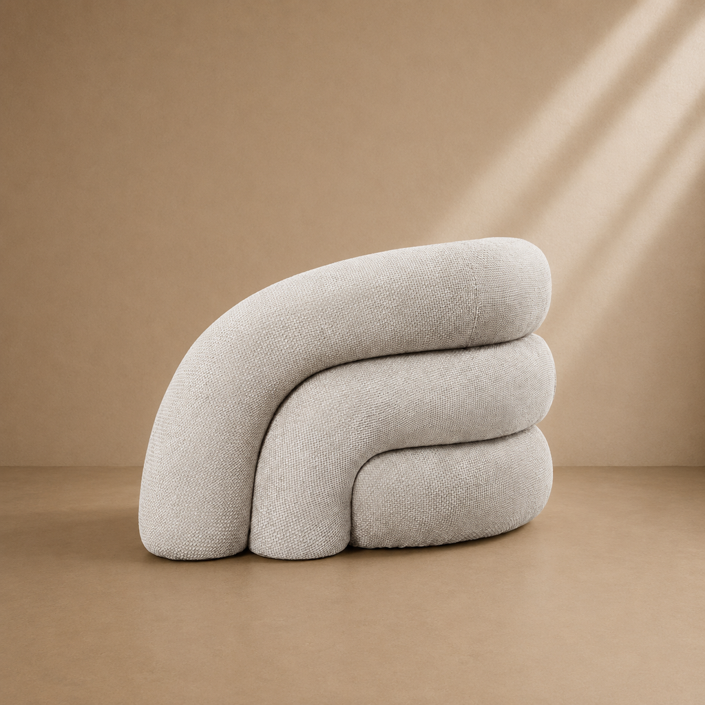 ARANO - Canapé 3 places en chenille beige - pour salons, hôtels