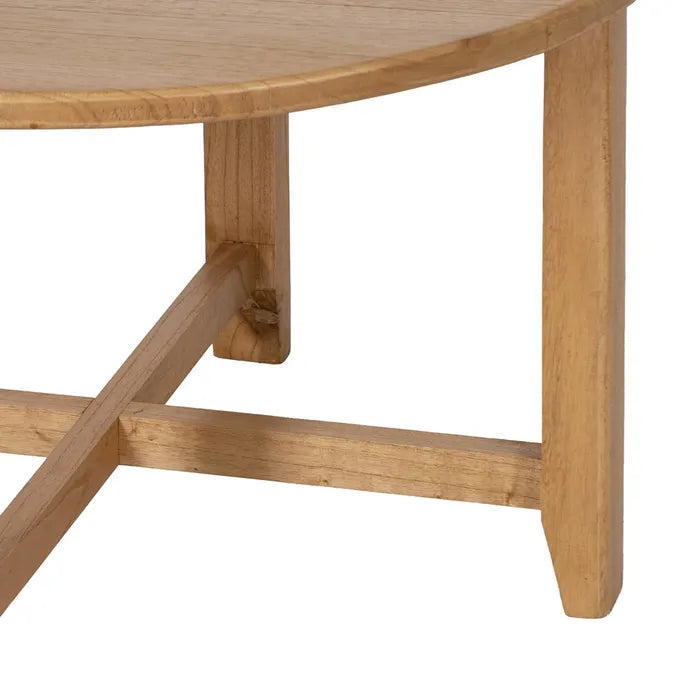 TRETS - Mesa de centro natural madera de mindi salón 80 x 80 x 50 cm