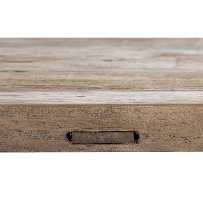 AUTOIRE - Mesa de comedor natural negro madera hierro 220 x 90 x 76 cm