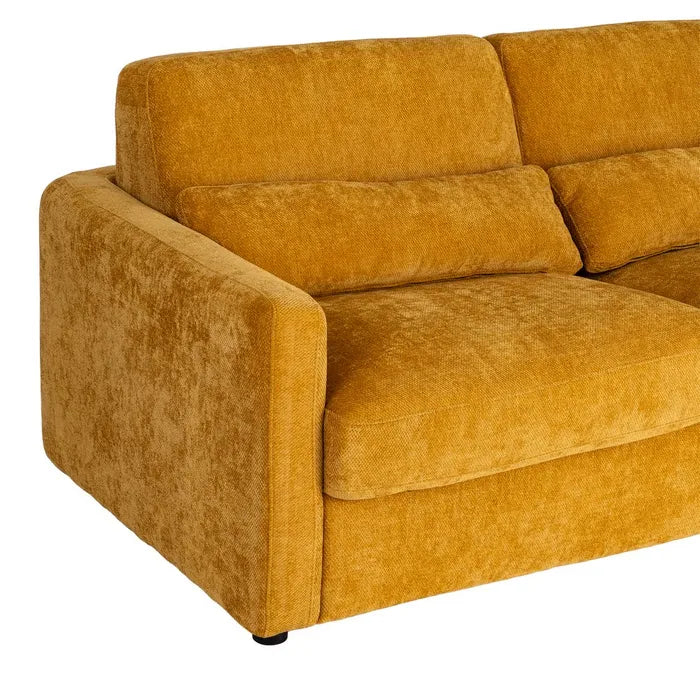 MARTOS - Sofá cama de terciopelo mostaza de 3 plazas, 194 cm