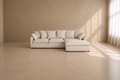 URDA - Sofá chaise longue de 3 plazas beige en poliéster y lino de 252 cm – Confort y estilo contemporáneo