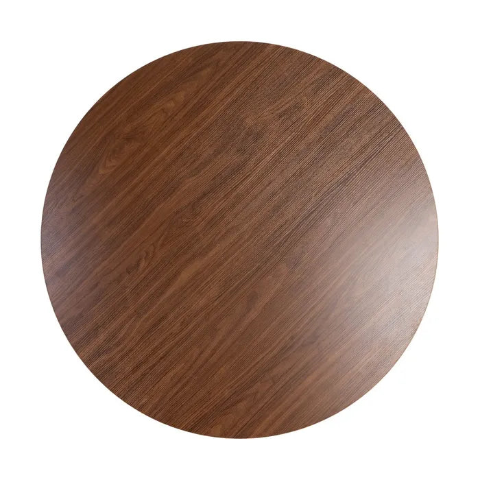 OSORNO - Mesa de comedor redonda 120 cm efecto madera, pata cruzada