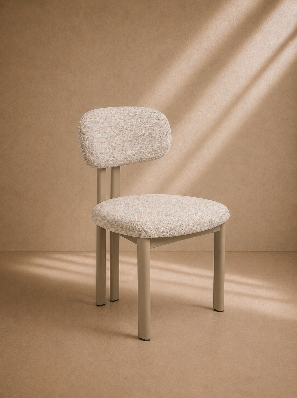 AMOSTA - Chaise de salle à manger design en tissu beige et métal taupe