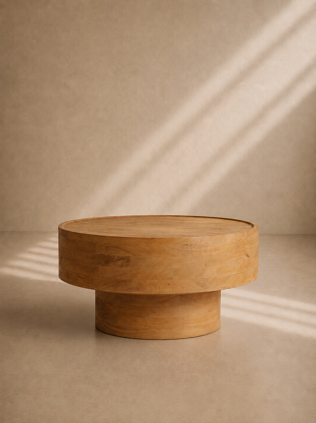 BIEL - Table basse ronde en bois de manguier 80 cm