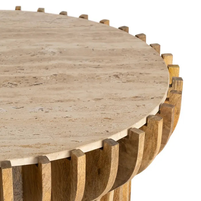 ARLETTE - Mesa de centro madera-mármol salón 78,50 x 78,50 x 47 cm