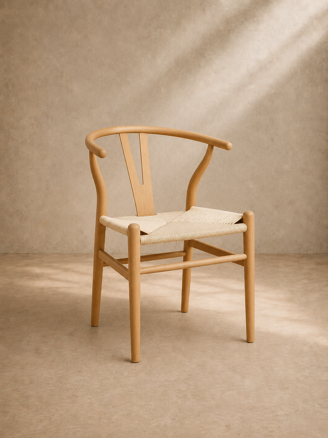 NEDA - Silla de diseño de madera de haya natural y fibra trenzada