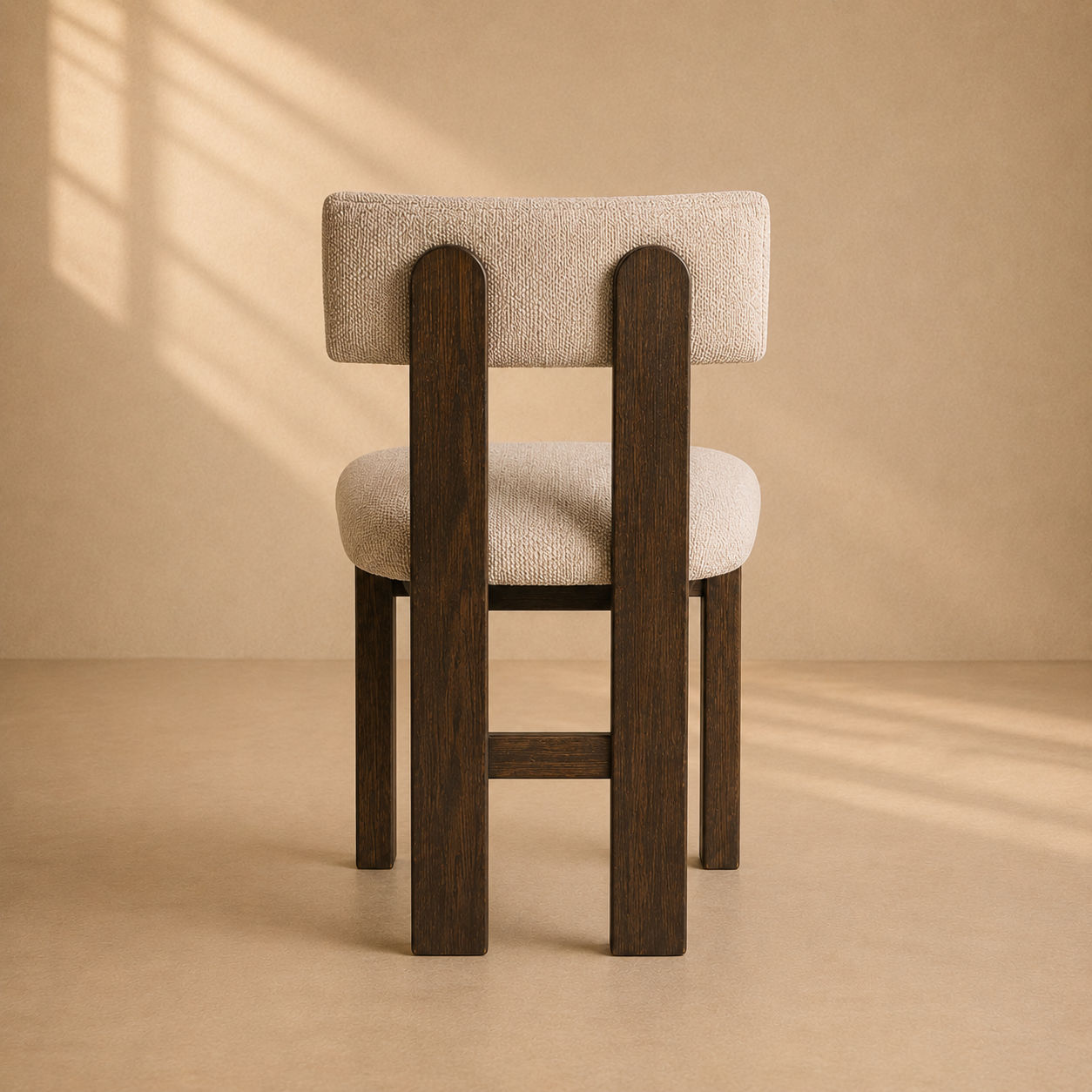 MELBA - Chaise design en polyester beige et bois de frêne