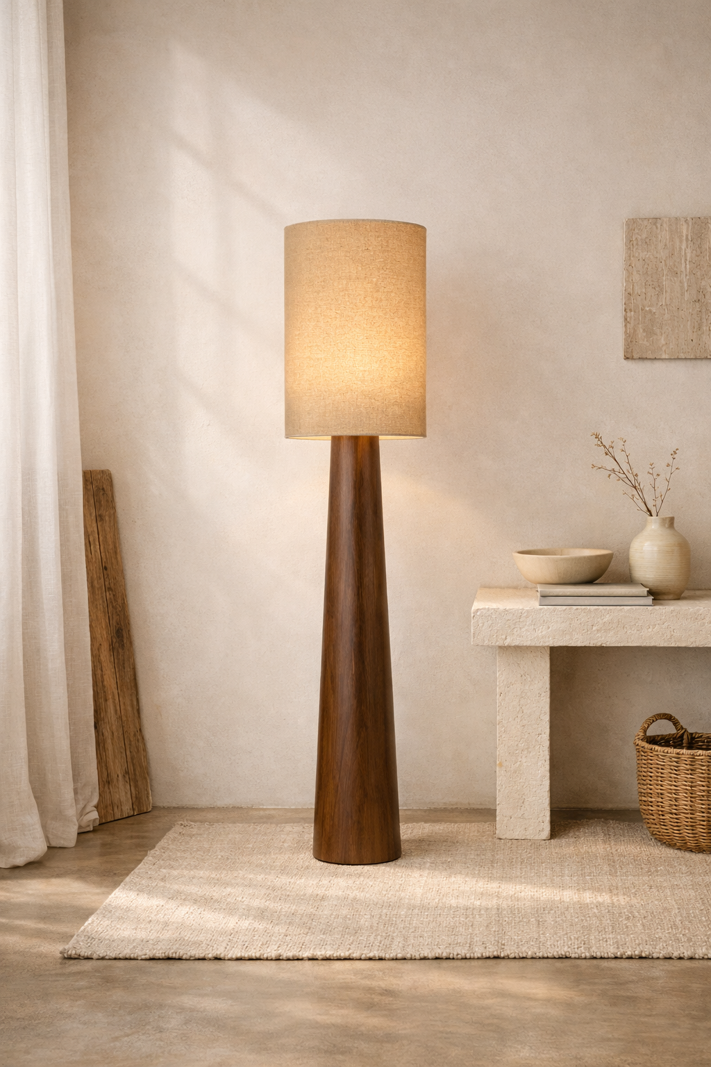 LUMA - Lampe de sol avec base en bois