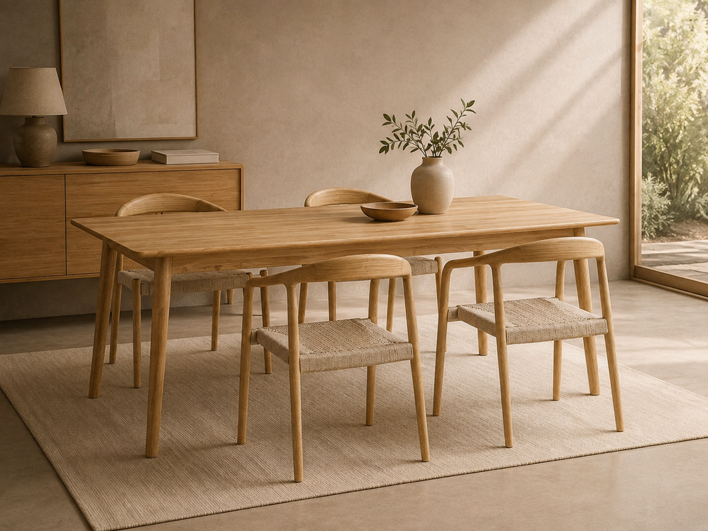 ILLETES - Mesa de comedor de madera natural 180 cm