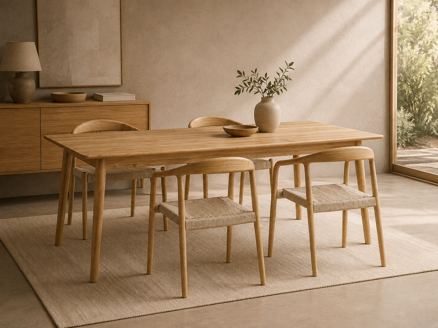ILLETES - Mesa de comedor de madera natural 180 cm