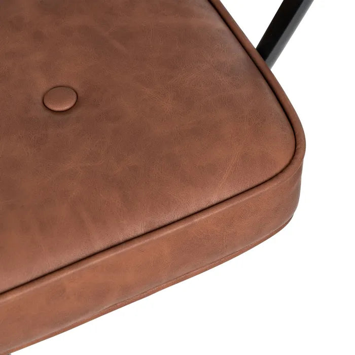 L'ESCALA - Silla de oficina con ruedas en piel sintética color camel y metal 56 × 56 × 92 cm