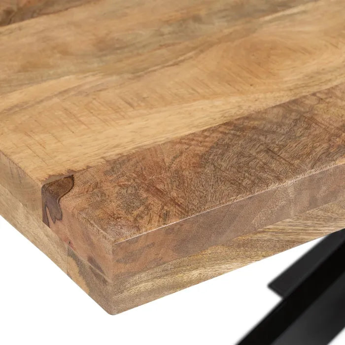 NAJAC - Mesa de comedor natural negro madera hierro 160 x 90 x 79 cm