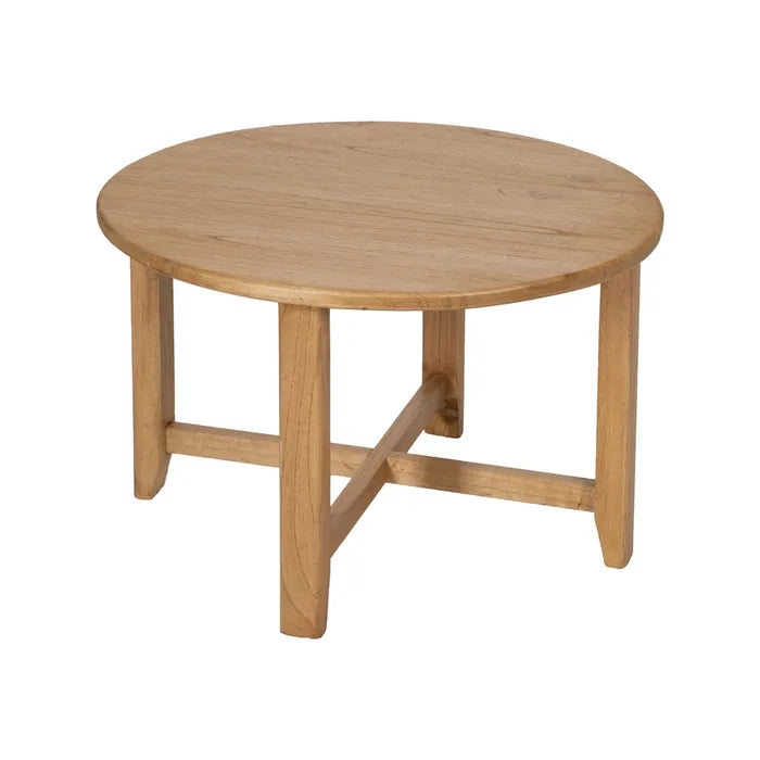 TRETS - Mesa de centro natural madera de mindi salón 80 x 80 x 50 cm