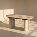 ALBESA - Mesa de jantar extensível efeito travertino 180/220 cm – Oval moderna