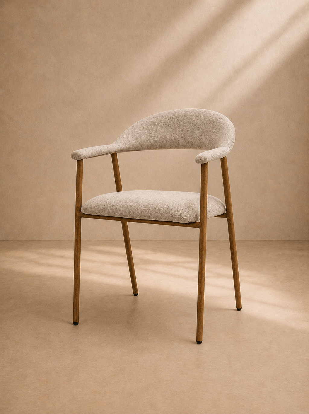 ERIAS - Chaise en tissu beige et métal imitation bois