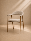 ERIAS - Chaise en tissu beige et métal imitation bois