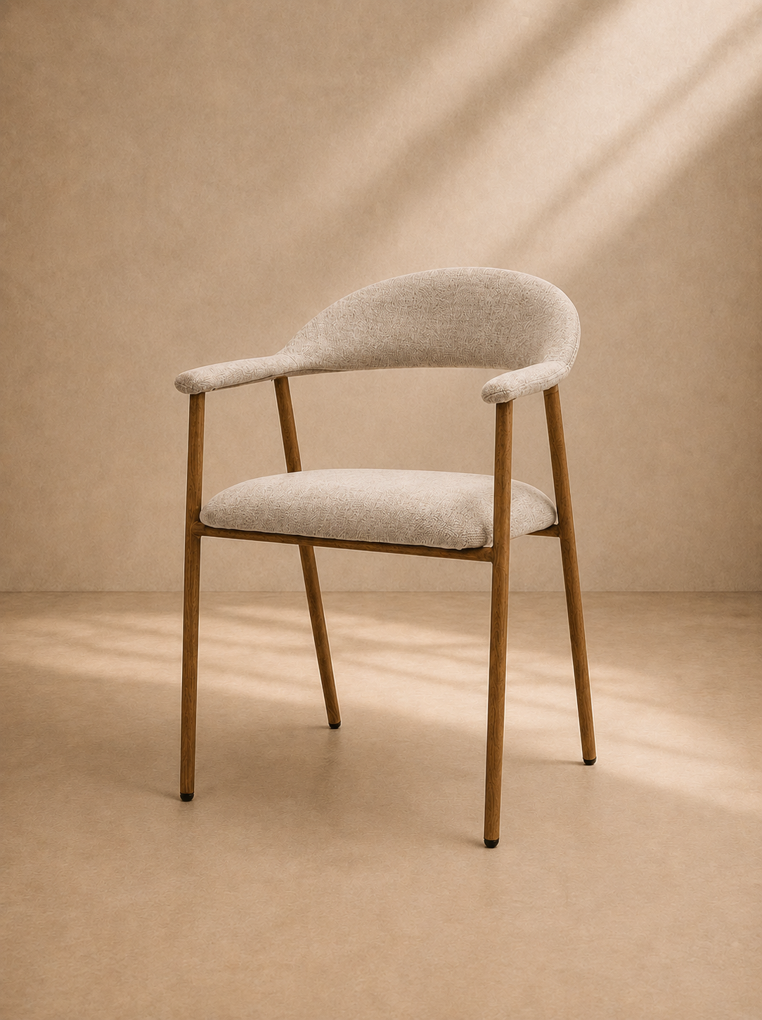ERIAS - Chaise en tissu beige et métal imitation bois