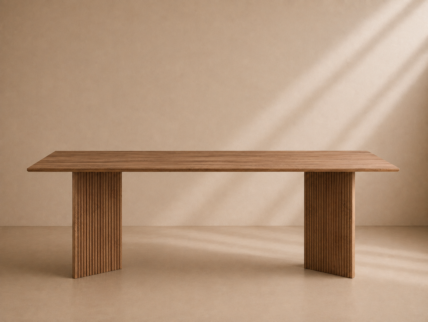 GALVEZ - Mesa de comedor de madera natural con patas en V 200 x 100 cm