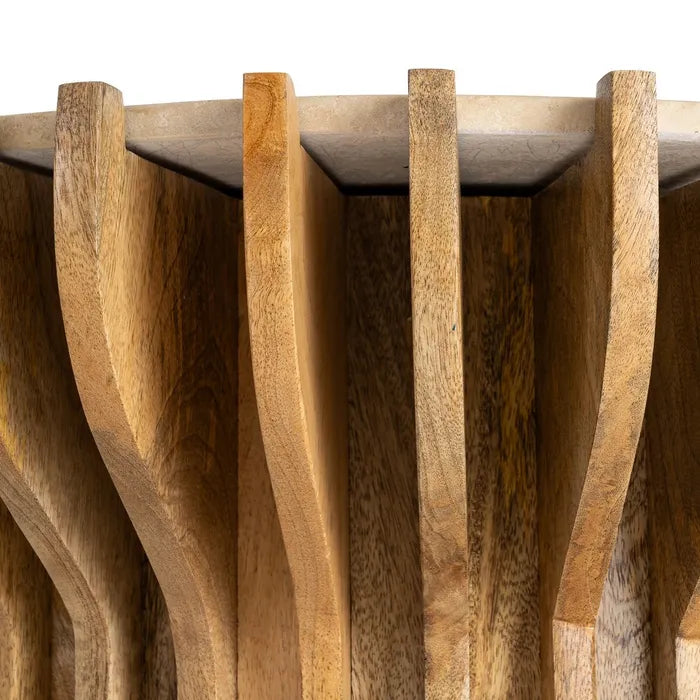 ARLETTE - Mesa de centro madera-mármol salón 78,50 x 78,50 x 47 cm