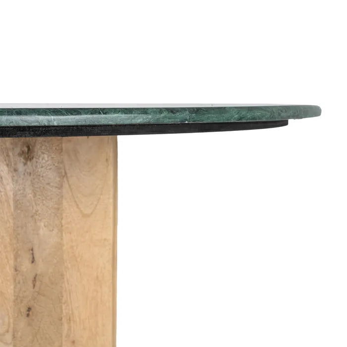 FALCES - Mesa de comedor natural verde madera mármol 115 x 115 x 76 cm