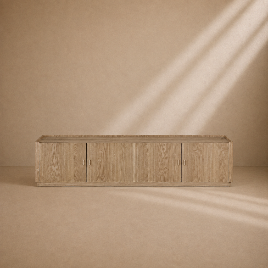 FRAGEN - Mueble TV 4 puertas de madera natural 180 cm