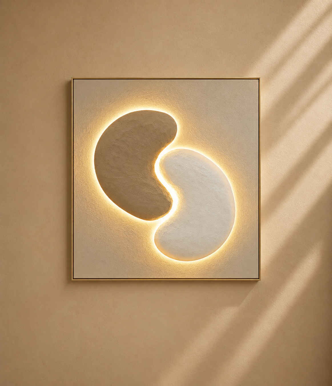 MERLAN - Tableau abstrait LED aux formes fluides 100 x 100 cm