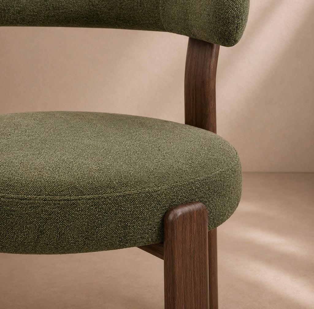 LIVO - Silla de diseño verde con tejido efecto madera