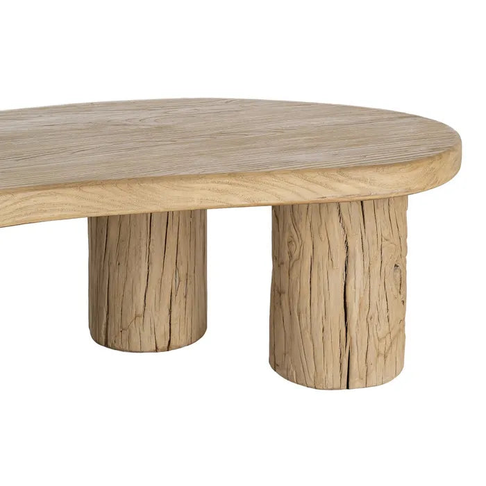 BESSE - Mesa de centro de madera de olmo para salón 127 x 69 x 38 cm
