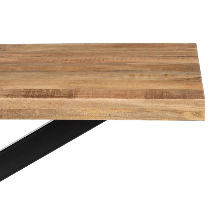 NAJAC - Mesa de comedor natural negro madera hierro 160 x 90 x 79 cm