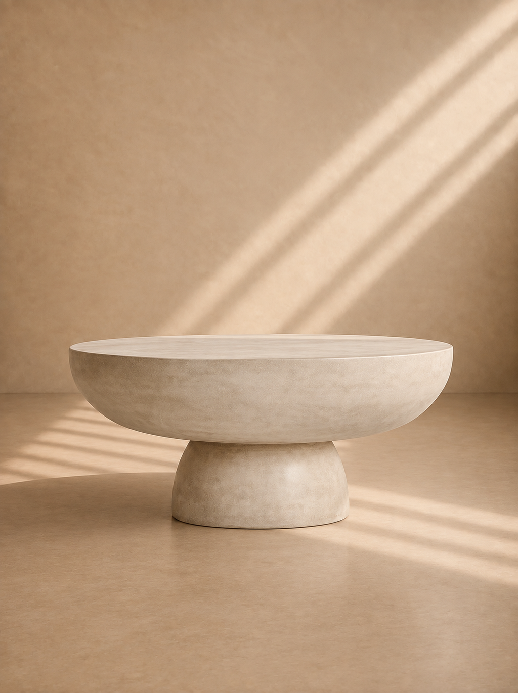 JARAY - Table basse ronde en grès gris 92 cm
