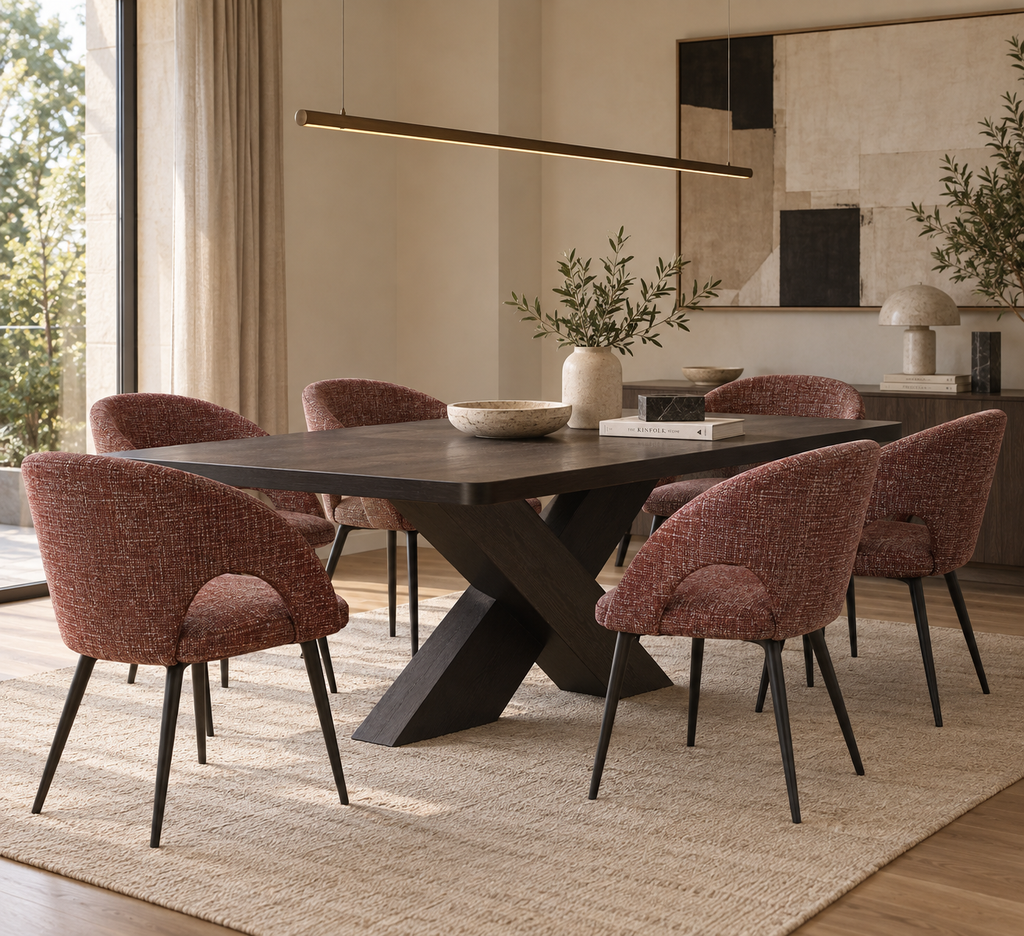 ISCAR - Chaise contemporaine en tissu couleur granit rouge – Confort et élégance pour intérieur et professionnel