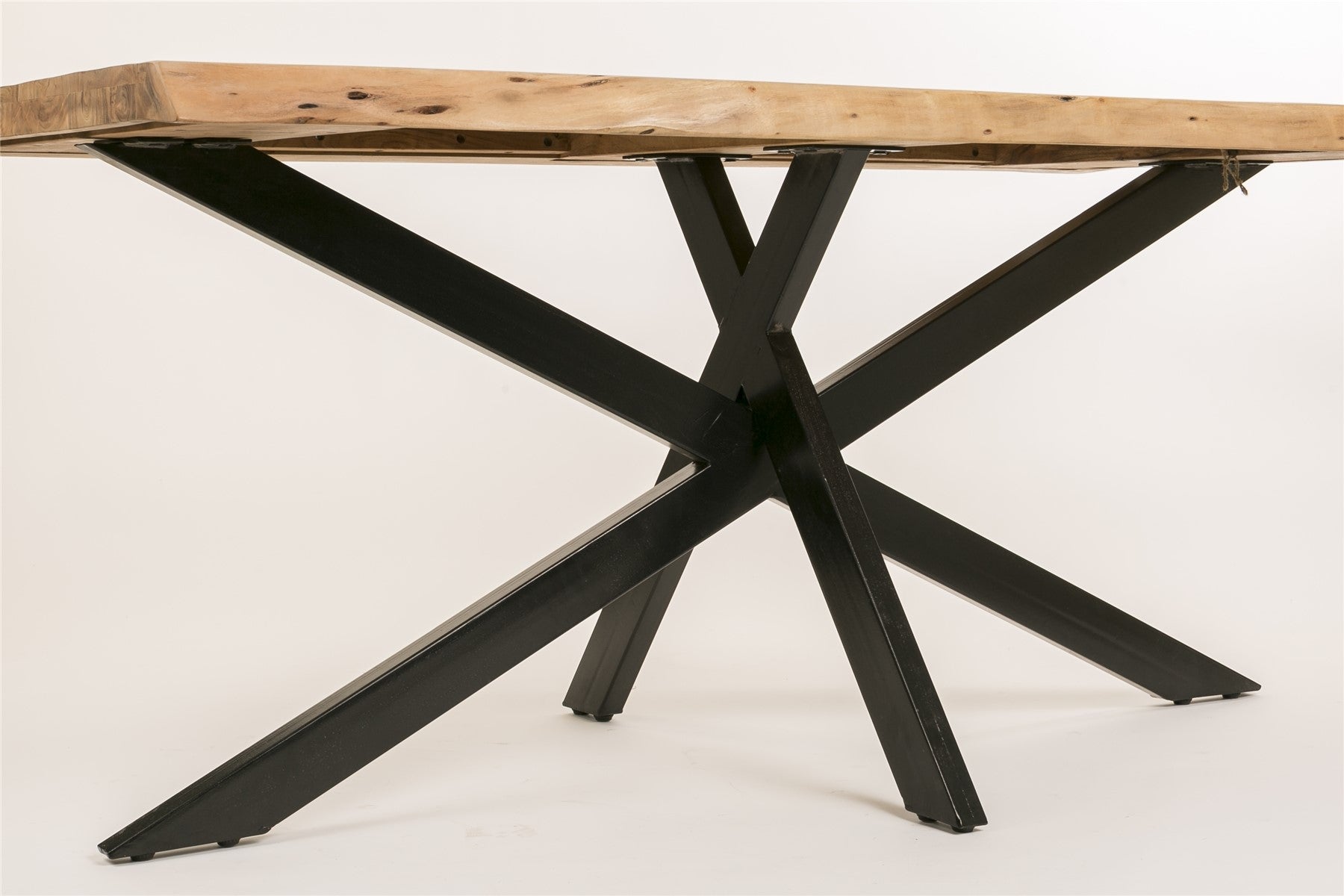 OREA - Mesa de jantar em acácia e metal preto 180 x 90 cm