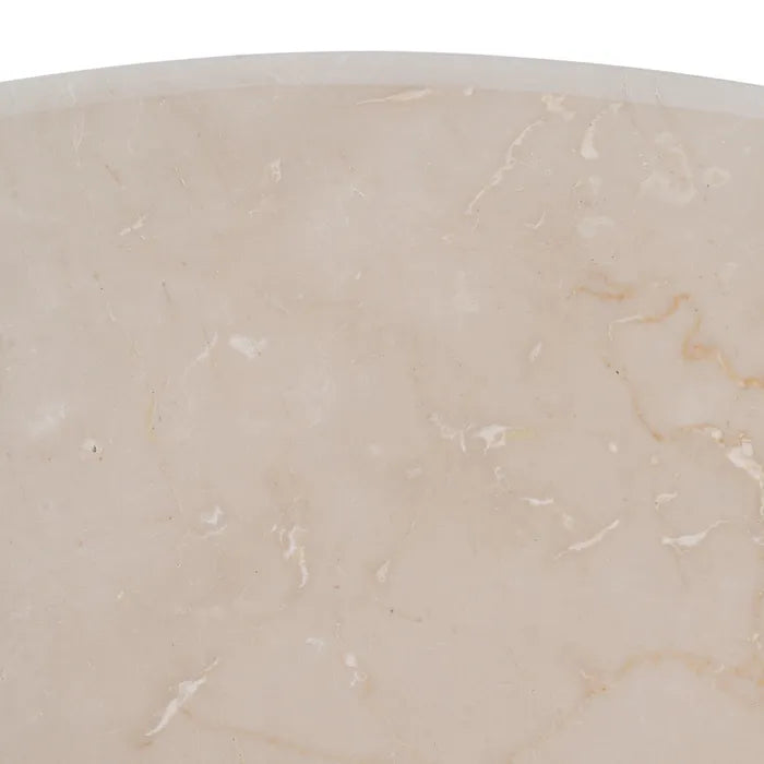 MENDAVIA - Mesa de comedor redonda de mármol y madera de mango de 120 cm