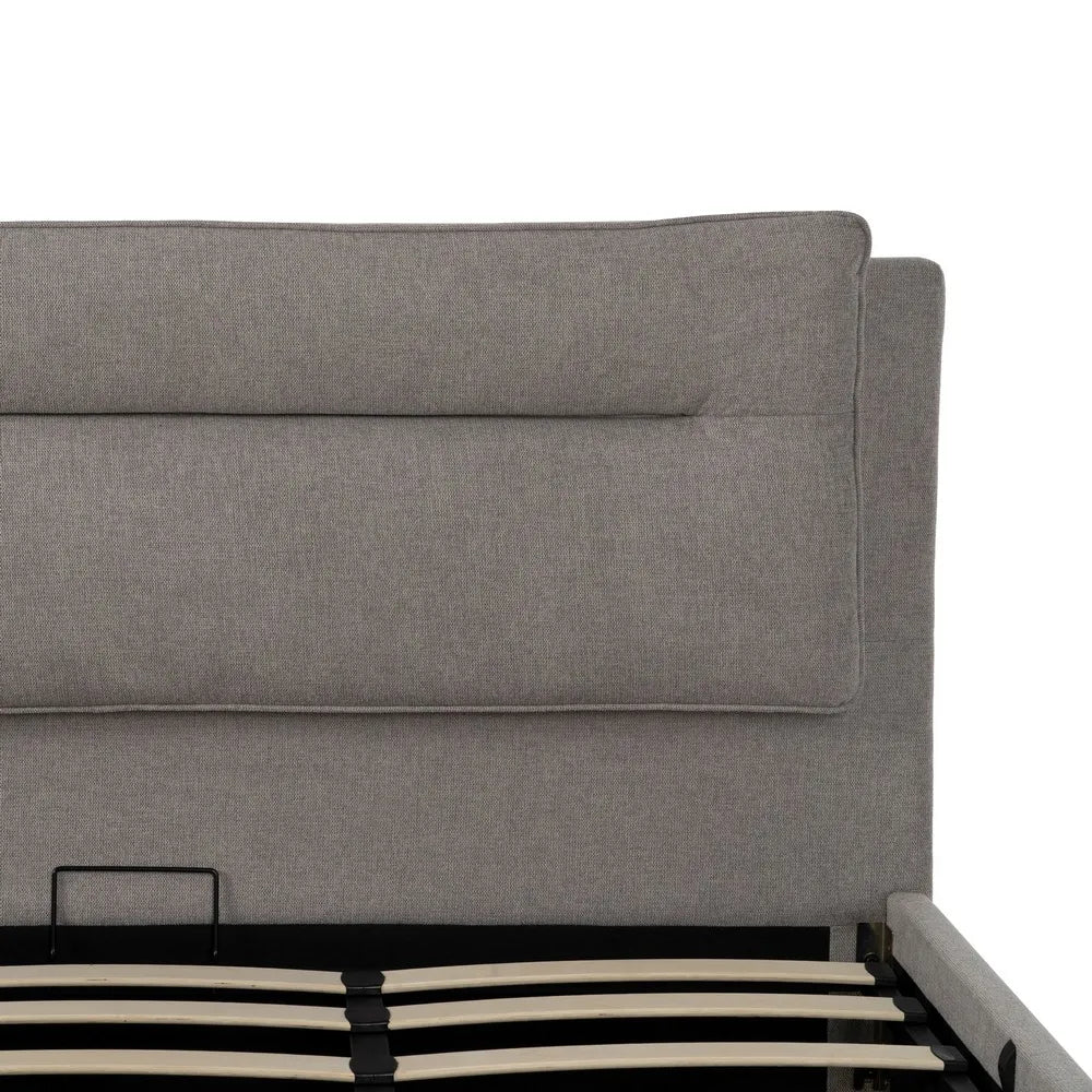 BOLEA - Lit tapissé gris pour matelas 180 cm