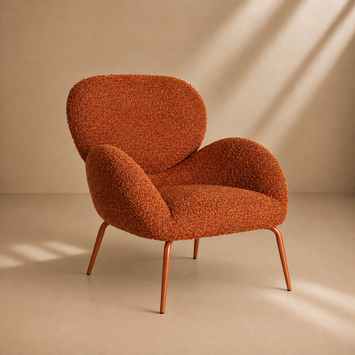 ALEAS - Fauteuil lounge en tissu orange – Design contemporain