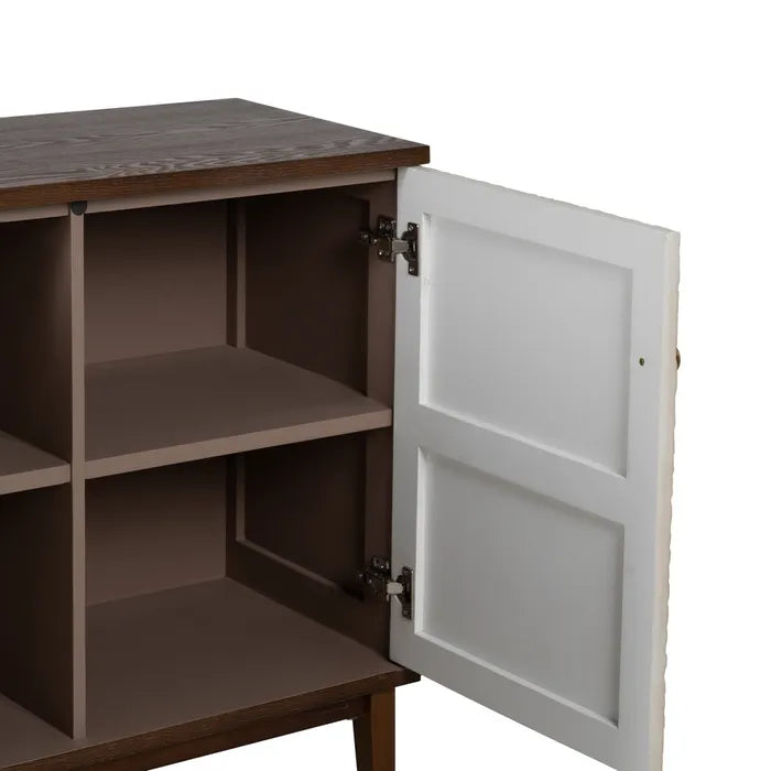 BOSA - Aparador tallado blanco marrón MDF madera 135 cm