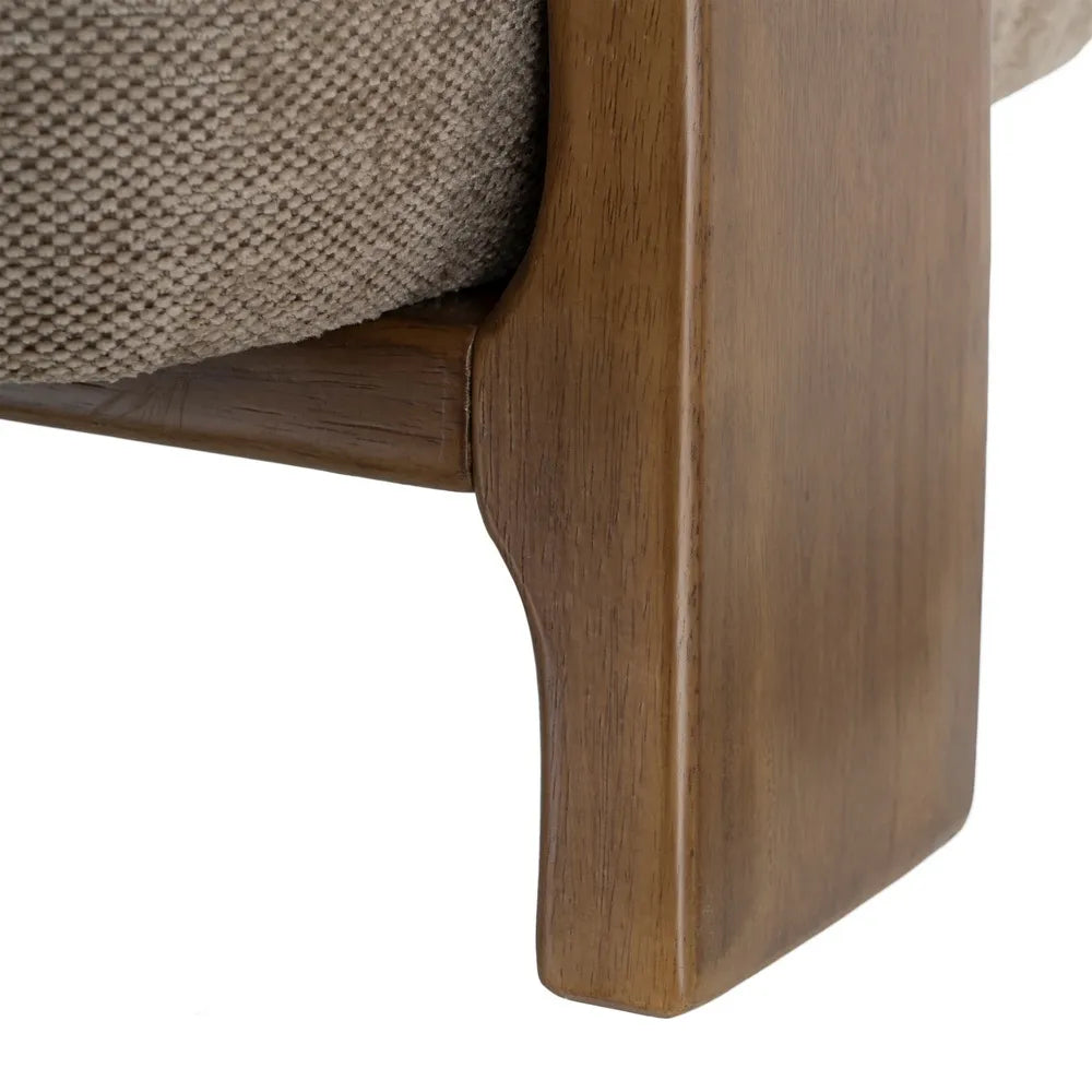 GALA - Sillón de tela marrón y madera maciza de pino – Diseño contemporáneo