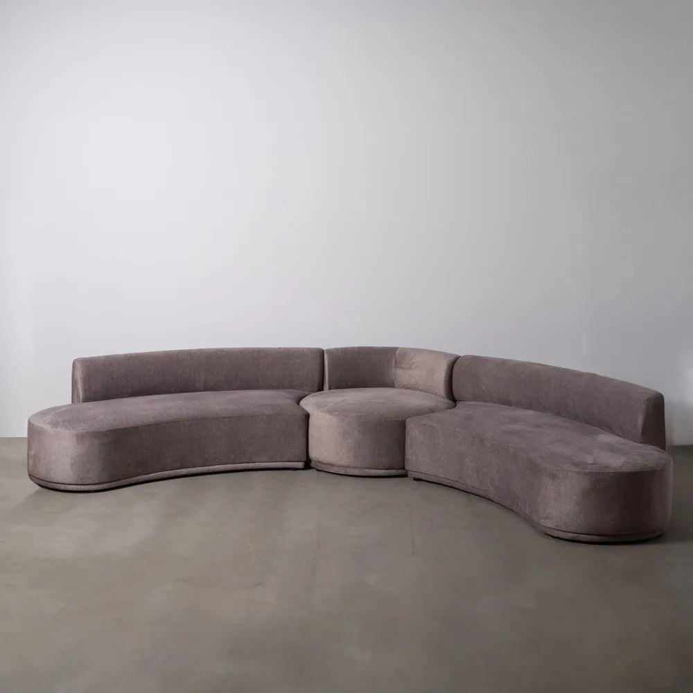 LUINA - Sofá curvo de 3 piezas gris 405 cm – Diseño contemporáneo