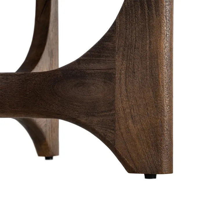 SORMIOU - Mesa de centro natural madera de mango 90 x 90 x 45 cm