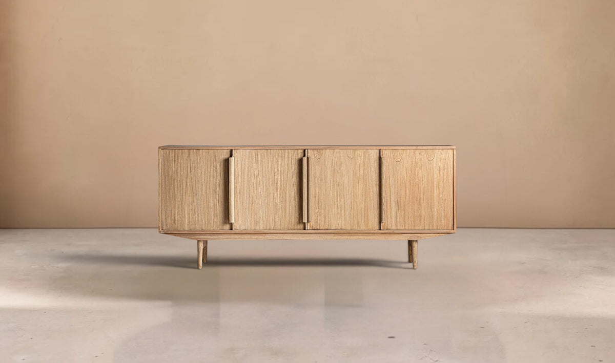 VITRA - Aparador grande de madera de mindi marrón 200 cm
