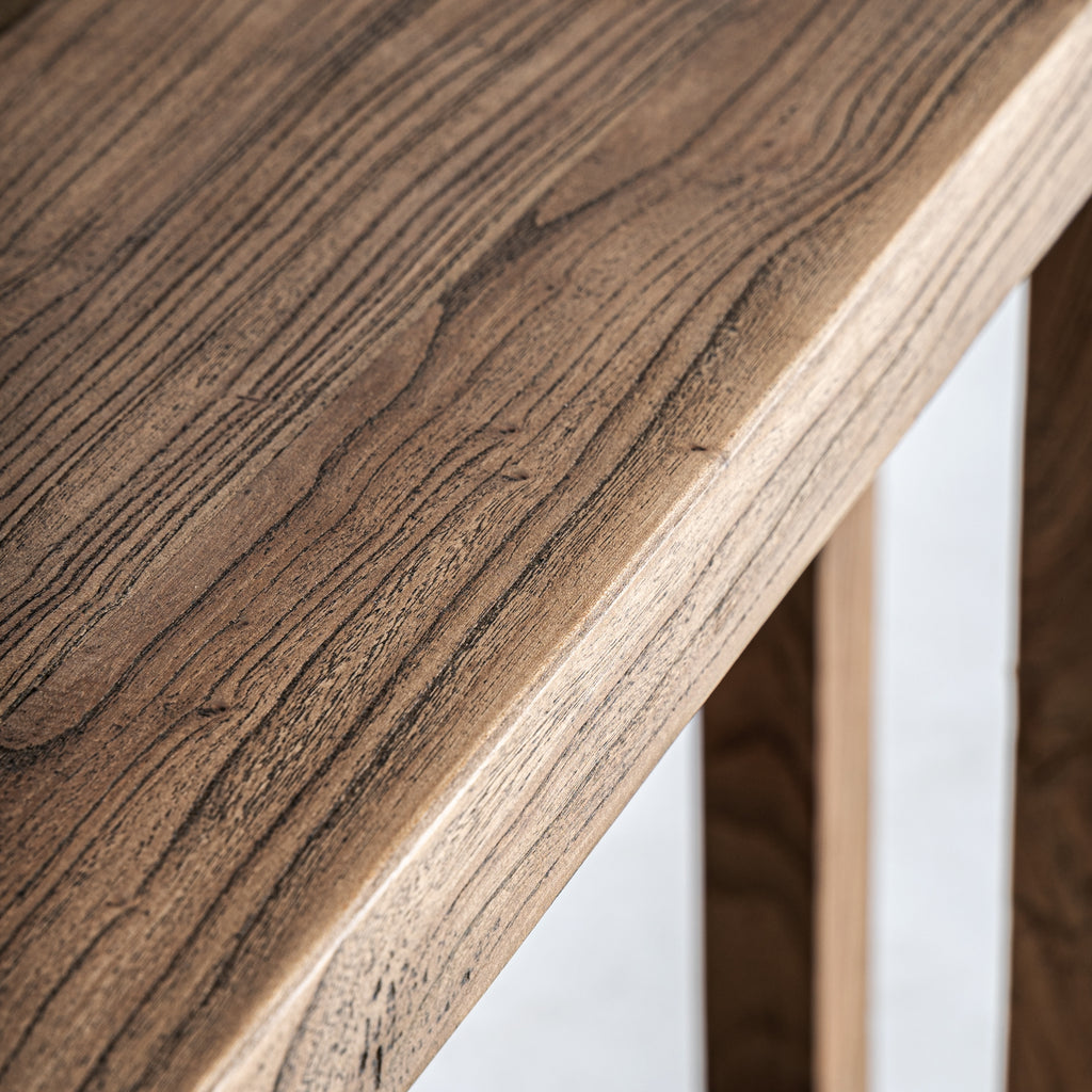 ERISTE - Consola de diseño en madera de olmo marrón 200 cm – estilo rústico y mediterráneo