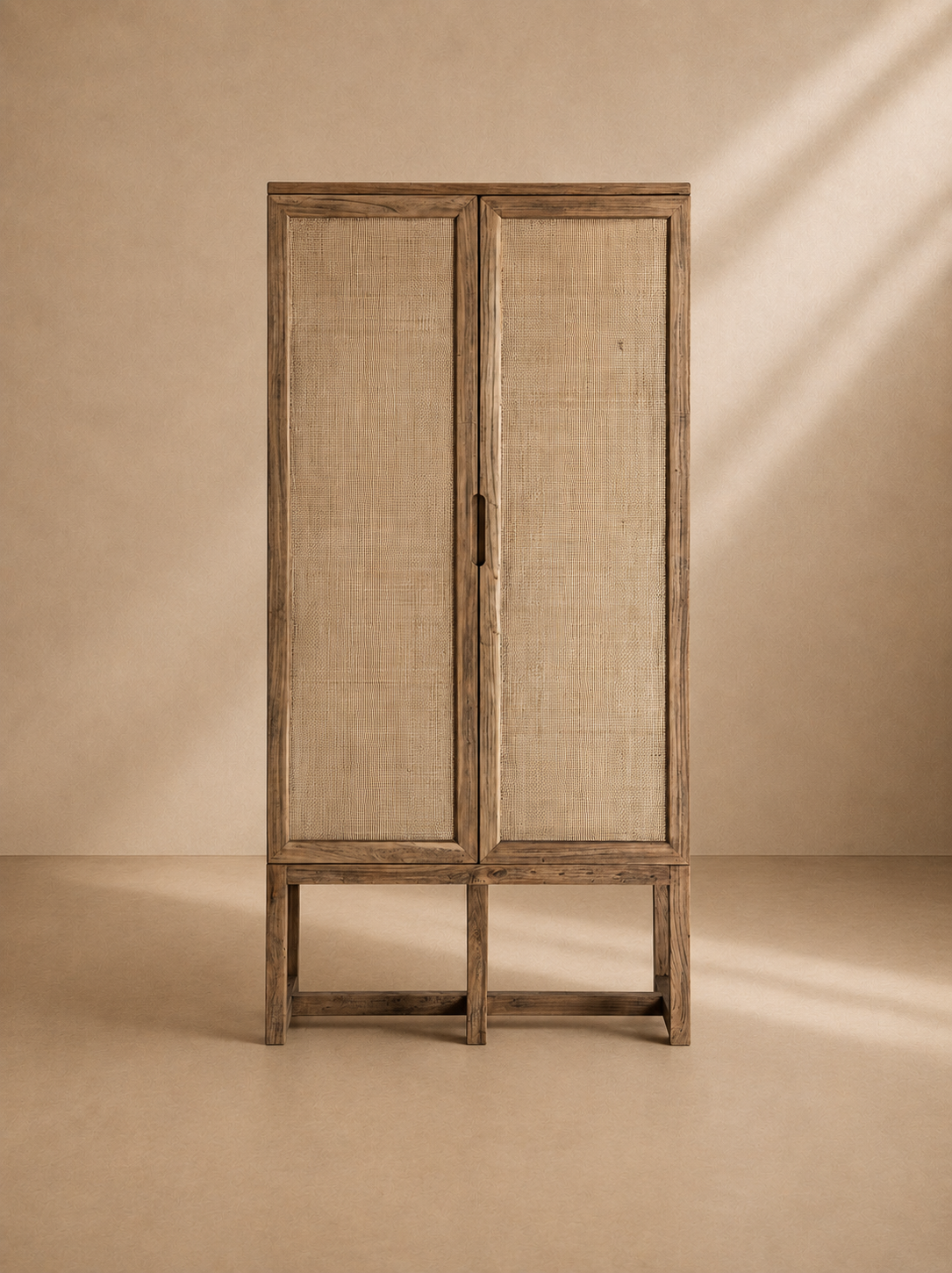 OLITE - Armario de madera de olmo marrón 171 cm – estilo natural y contemporáneo