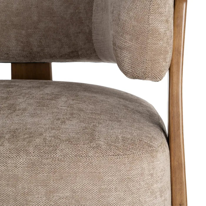 GALA - Sillón de tela marrón y madera maciza de pino – Diseño contemporáneo
