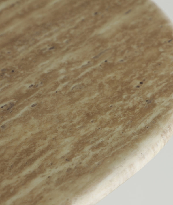 SIMA - Consola de diseño en madera marrón y mármol beige de 150 cm
