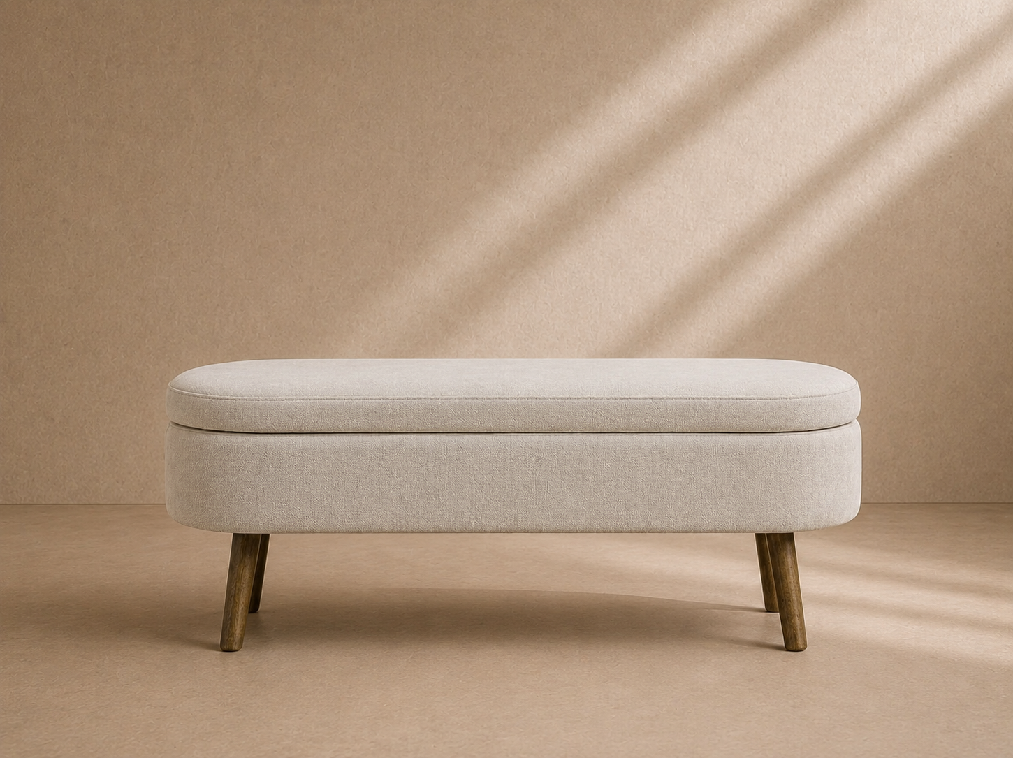 COVA - Banc coffre en chenille beige 110 × 40 × 42 cm – Élégance, confort et rangement au quotidien