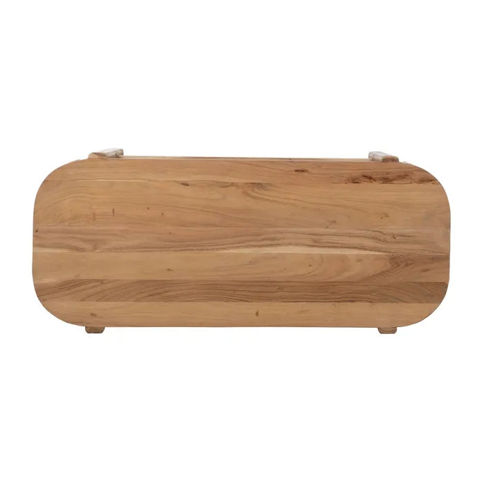 BERRE - Mesa de centro natural madera de acacia 120 x 50 x 40 cm
