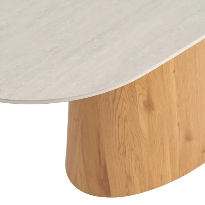 MELIDE - Mesa de comedor beige piedra 180 x 90 x 76 cm