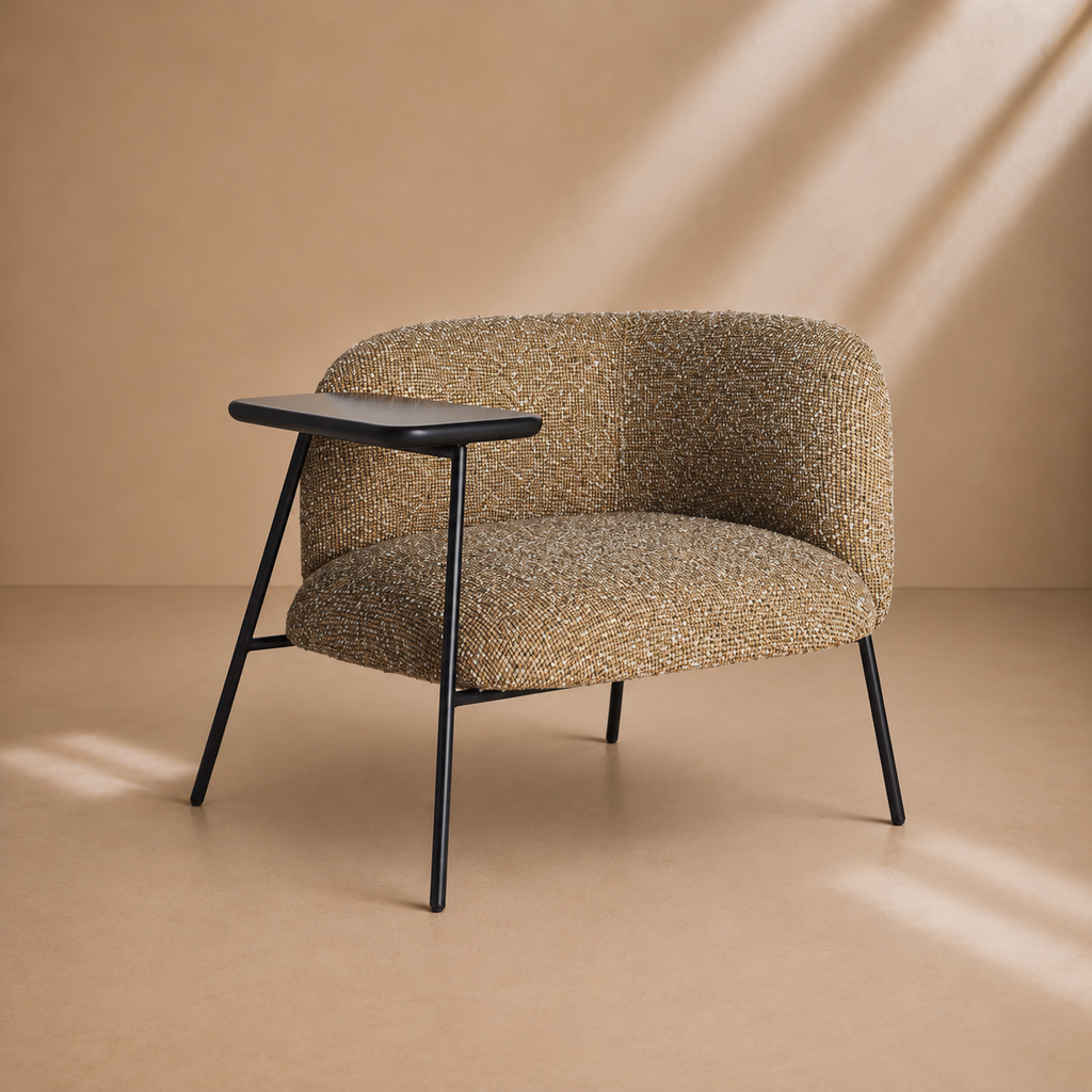 AZUER - Fauteuil lounge avec tablette intégrée vert et noir – Design contemporain