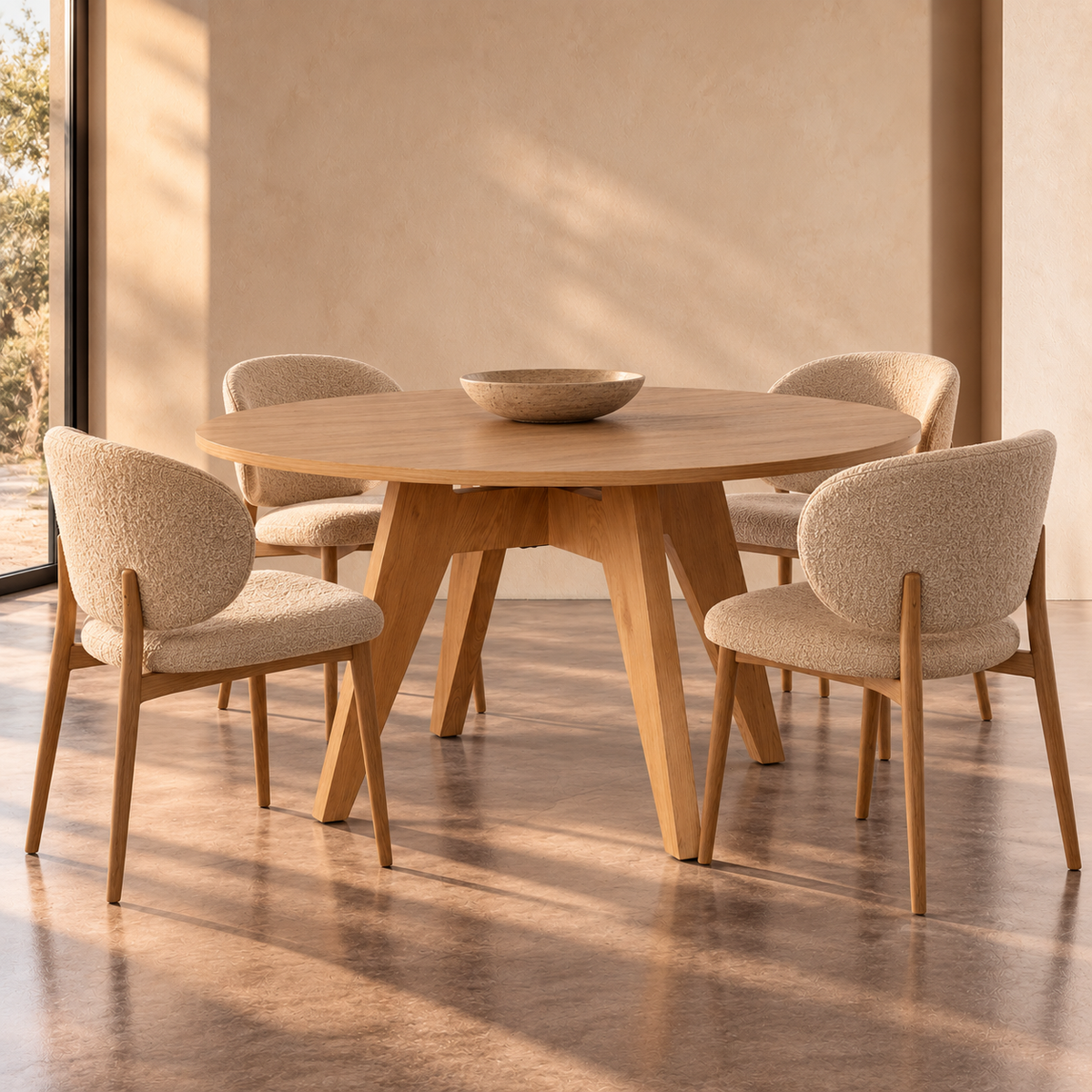 XENDE - Mesa de comedor redonda MDF 120 x 120 x 75 cm